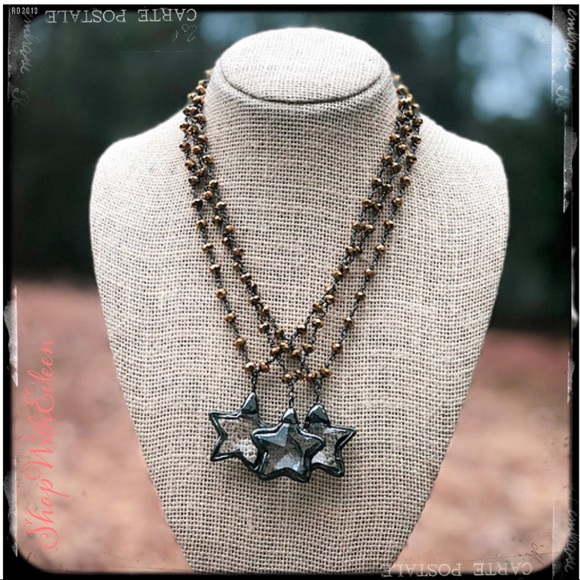 Shop With Eileen Jewelry - 🆕 Graphite Crystal Star w/Handmade beaded Chain